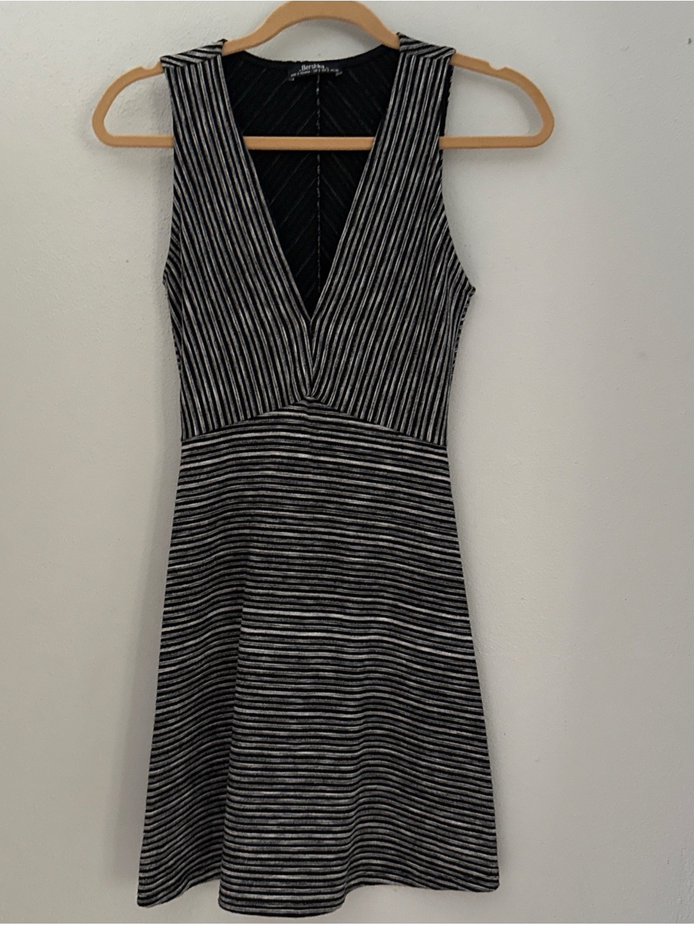 Y2K Style Bershka Striped V-Neck Mini Dress